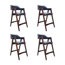 Conjunto 4 Banquetas Estofadas Ottawa Cappuccino e Korino Preto - 58956