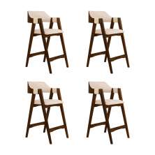Conjunto 4 Banquetas Estofadas Ottawa Cappuccino e Linho Off White - 58950