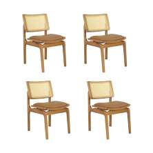 Conjunto 4 Cadeiras de Jantar Atlântida Amêndoa Couríssimo Caramelo - WP 59049