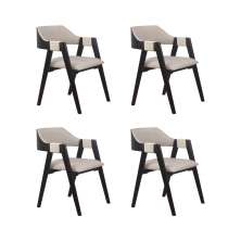 Conjunto 4 Cadeiras de Jantar Ottawa Preta Linho Off White - 58968