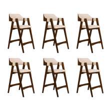 Conjunto 6 Banquetas Estofadas Ottawa Cappuccino e Linho Off White - 58951