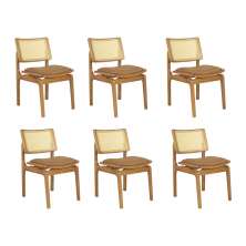 Conjunto 6 Cadeiras de Jantar Atlântida Amêndoa Couríssimo Caramelo - WP 59050