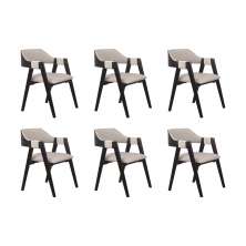 Conjunto 6 Cadeiras de Jantar Ottawa Preta Linho Off White - 58969