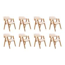 Conjunto 8 Cadeiras de Jantar Ottawa Amêndoa e Linho Off White - 58961