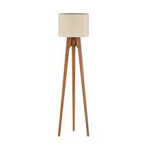 Luminária de Chão Allain Champagne e Linho Cru - Wood Prime VM 58477