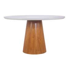 Mesa de Jantar Cannes Com Vidro Cinamomo Amêndoa 130 cm - DS 58471