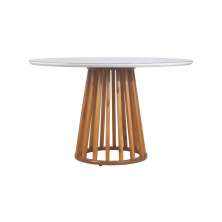 Mesa de Jantar Ripada Tokyo Redonda 140 cm Fendi e Amêndoa - 58513