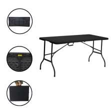 Mesa Dobrável de Plástico Preta 152 X 70 CM