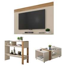 Conjunto Sala De Estar Malha Mesa Painel Aparador Caemmun