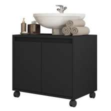 Gabinete Armário Para Banheiro 2 Portas Clean Preto Caemmun