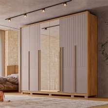 Guarda Roupa Casal Quintus 6 Portas 2 Espelho Marrom Caemmun