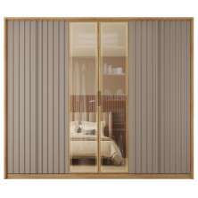 Guarda Roupa Grande 6 Portas 2 Espelhos Marrom Centurium