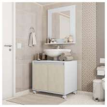 Kit Conjunto Gabinete Armario Banheiro Espelho Clean Caemmun