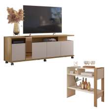 Kit Conjunto Sala de Estar Bancada Aparador Columbus Caemmun