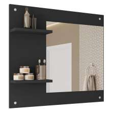Painel Espelho Multifuncional Banheiro Preto Towel Caemmun