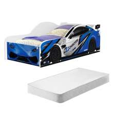 Cama Carro Infantil Azul Full com Colchão