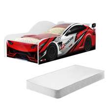 Cama Carro Solteiro Vermelho Full com Colchão