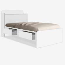 Cama Solteiro Tamires Baú Branco com Gavetas