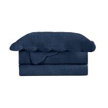 Colcha King Velvet Neo com 2 Fronhas Azul Marinho