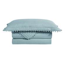 Colcha Queen Pompom com 2 Fronhas Azul