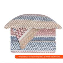 Colcha Solteiro com Porta-travesseiro Evolution Patchwork Alibi