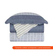 Colcha Solteiro com Porta-travesseiro Evolution Patchwork Enzo