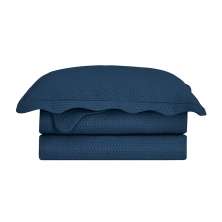 Colcha Super King Bullet com 2 Fronhas Azul Marinho