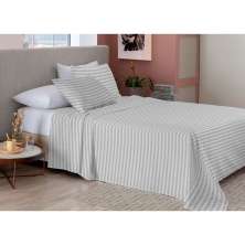 Jogo de Cama Queen 4 Peças Neo Essencial Cinza Listrado