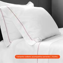 Jogo de Cama Solteiro com 3 Peças Elements Branco e Rosa