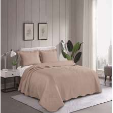 Kit Colcha Queen com 2 Porta Travesseiros Liora Nude