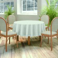 Toalha De Mesa Jacquard Neo Classico Arabesco 160 Redonda Bege Camesa