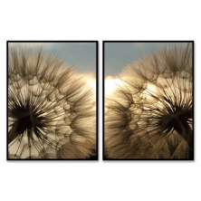 Kit com 2 Quadros Decorativos 60x40 cm Floral com Moldura Caixa Preta com 3 centimetros de Profundidade, na posição Vertical ideal para ambiente de Sala, Quarto e Hall.