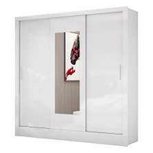 Guarda Roupa Dubai 3 Portas de Correr com Espelho Central 3 Gavetas Carioca Branco