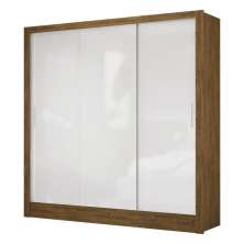 Guarda Roupa Roupeiro Dubai 3 Portas de Correr 3 Gavetas Carioca Cinamomo Branco