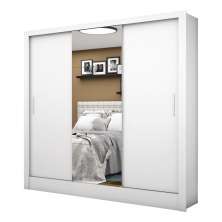 Guarda Roupa Roupeiro Santiago Plus 3 Portas de Correr com Espelho Central 3 Gavetas Carioca Branco