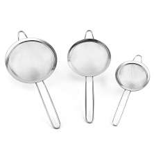  Peneiras Inox para Cozinha - Conjunto 3 Unidades - Coador Barman - Polvilhado Confeitaria - Escorredor  
