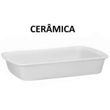 Assadeira de Cerâmica, Retangular, 3 Litros, Ceraflame, Branca 25x38cm 