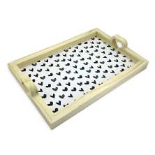 Bandeja Madeira Pinus Retangular Alça Coração 28x20cm Coração