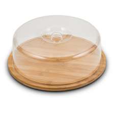 Boleira Carisma de Bambu, Porta Bolo com Tampa 27x9cm
