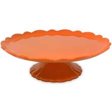 Boleira, Prato para Bolo, Ceramica com Pé, Ceraflame Laranja