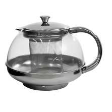 Chaleira com Infusor em Inox e Vidro 800mL Para Chás Gourmet em casa Decorativa 