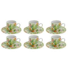 Conjunto com 6 Xicaras e 6 Pires Café 90ml Porecelana Natureza 