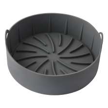 Forma De Silicone Air Fryer Redonda Grande 22cm C/ Alças - Cinza 