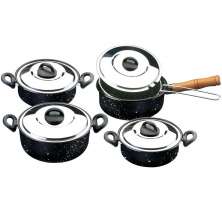 Jogo de Panelas Esmaltadas com 4 Panelas com Tampas 01 Cesto 