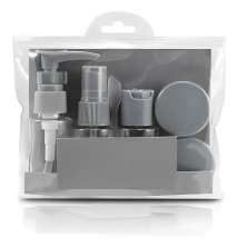 Kit De Frascos Para Viagem 07 Peças Necessaire Organizador Cinza