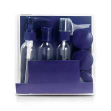 Kit Frascos Organiza Viagem 9 Peças Shampoo Creme Bolsa Mala Azul