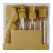 Kit Frascos Organiza Viagem 9 Peças Shampoo Creme Bolsa Mala Bege