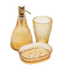Kit Lavabo Banheiro, Saboneteira Liquida, Saboneteira, Porta Escovas Ambar