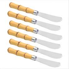 Kit de Espátulas Inox para Manteiga e Geléia - 6 Unidades 16cm - Design Bambu 