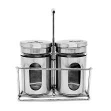 Saleiro e Pimenteiro para Mesa com Suporte em Inox  